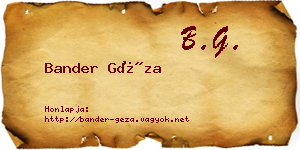 Bander Géza névjegykártya